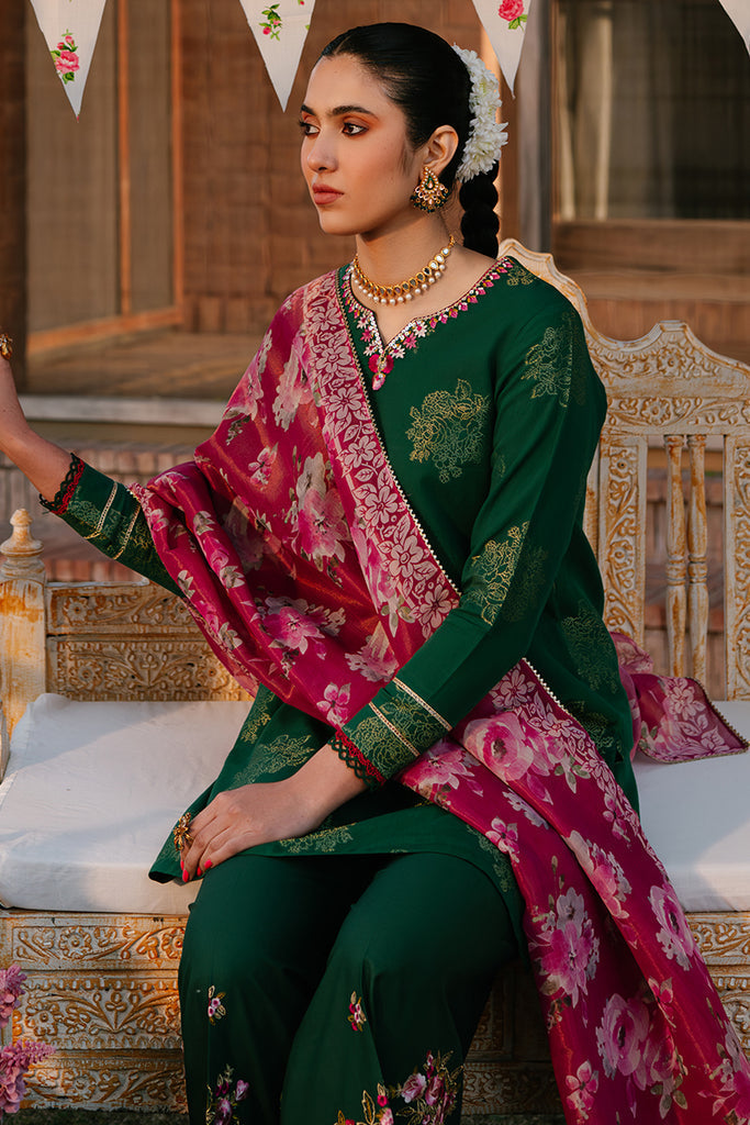 Cross Stitch | Eid Lawn 24 | OPULENT GREEN - by - Libasekhas UK - Registered Vendor of : Cross Stitch - 100% Original Designer Dresss