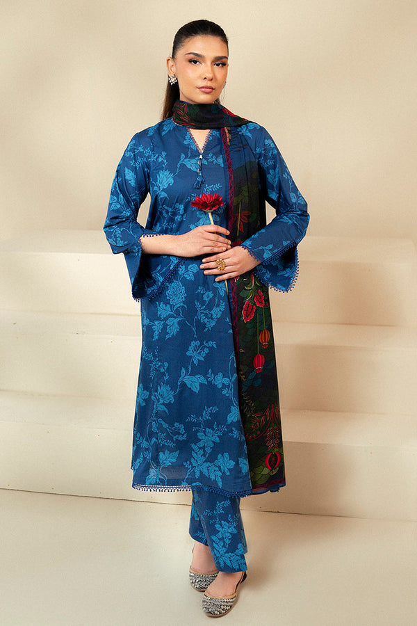 Cross Stitch | Daily Lawn 24 | TEAL OAKLEY-3 PIECE LAWN SUIT - by - Libasekhas UK - Registered Vendor of : Cross Stitch - 100% Original Designer Dresss