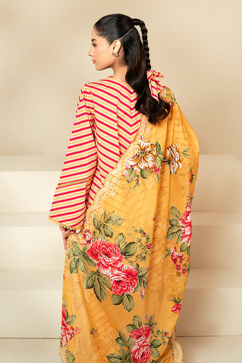 Cross Stitch | Daily Lawn 24 | GOLDEN ROSADO-3 PIECE LAWN SUIT - by - Libasekhas UK - Registered Vendor of : Cross Stitch - 100% Original Designer Dresss