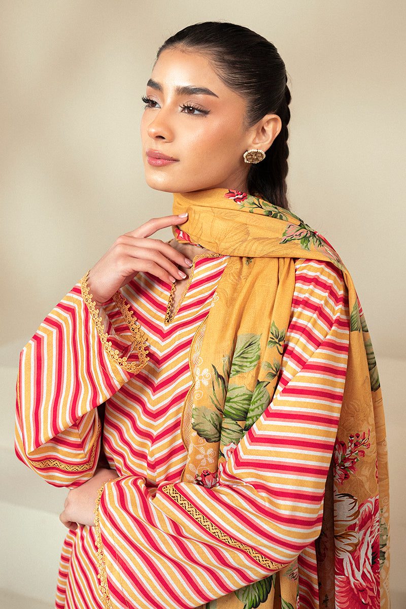 Cross Stitch | Daily Lawn 24 | GOLDEN ROSADO-3 PIECE LAWN SUIT - by - Libasekhas UK - Registered Vendor of : Cross Stitch - 100% Original Designer Dresss
