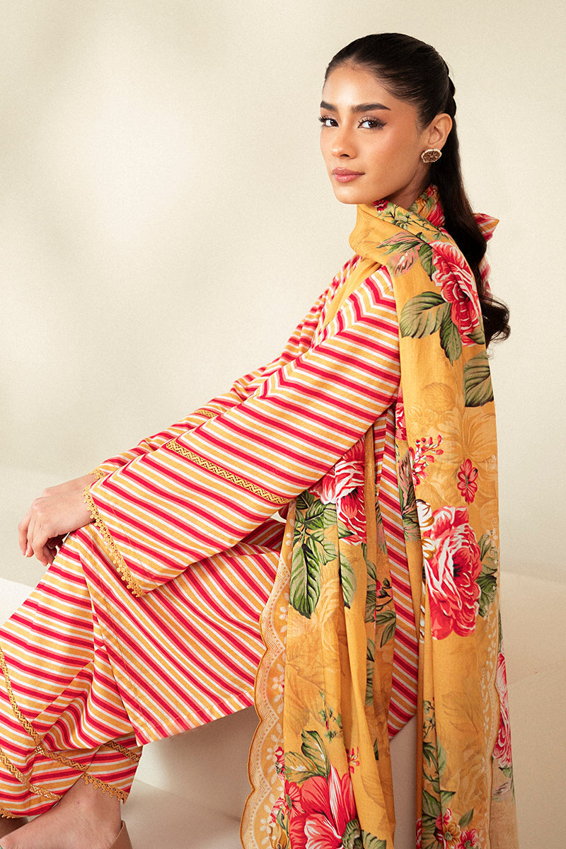 Cross Stitch | Daily Lawn 24 | GOLDEN ROSADO-3 PIECE LAWN SUIT - by - Libasekhas UK - Registered Vendor of : Cross Stitch - 100% Original Designer Dresss