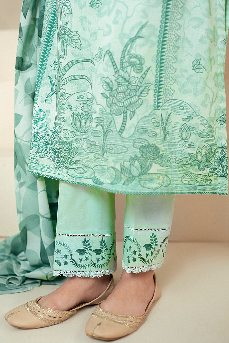 Cross Stitch | Daily Lawn 24 | MINTY MEADOW-3 PIECE LAWN SUIT - by - Libasekhas UK - Registered Vendor of : Cross Stitch - 100% Original Designer Dresss