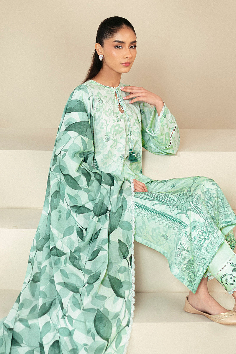 Cross Stitch | Daily Lawn 24 | MINTY MEADOW-3 PIECE LAWN SUIT - by - Libasekhas UK - Registered Vendor of : Cross Stitch - 100% Original Designer Dresss