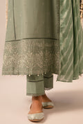 Cross Stitch | Mahiri Embroidered Collection 24 | Sage Green - by - Libasekhas UK - Registered Vendor of : Cross Stitch - 100% Original Designer Dresss