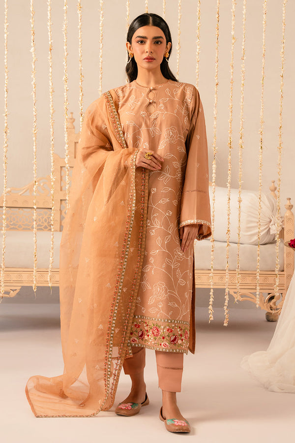 Cross Stitch | Mahiri Embroidered Collection 24 | RUSTIC BROWN - by - Libasekhas UK - Registered Vendor of : Cross Stitch - 100% Original Designer Dresss