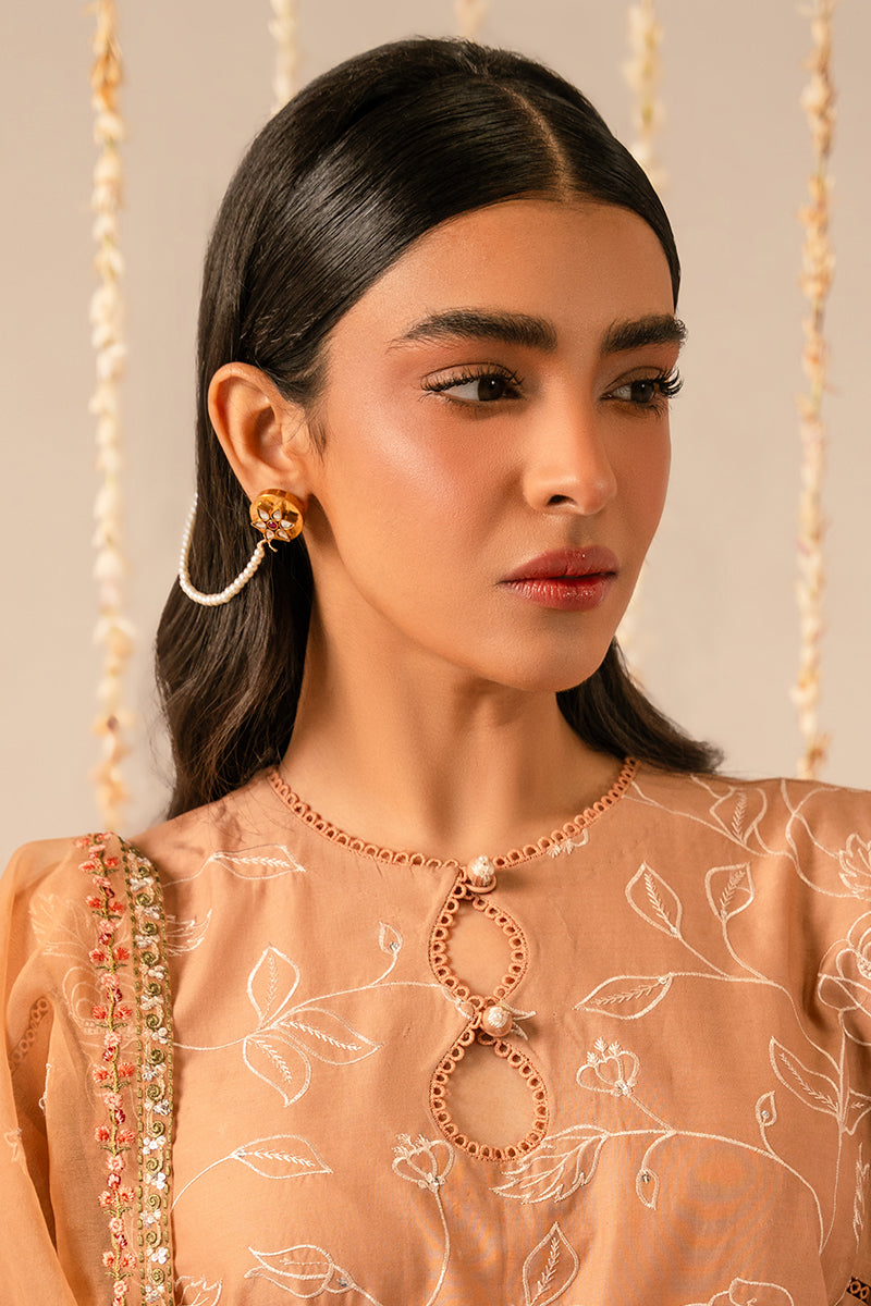 Cross Stitch | Mahiri Embroidered Collection 24 | RUSTIC BROWN - by - Libasekhas UK - Registered Vendor of : Cross Stitch - 100% Original Designer Dresss
