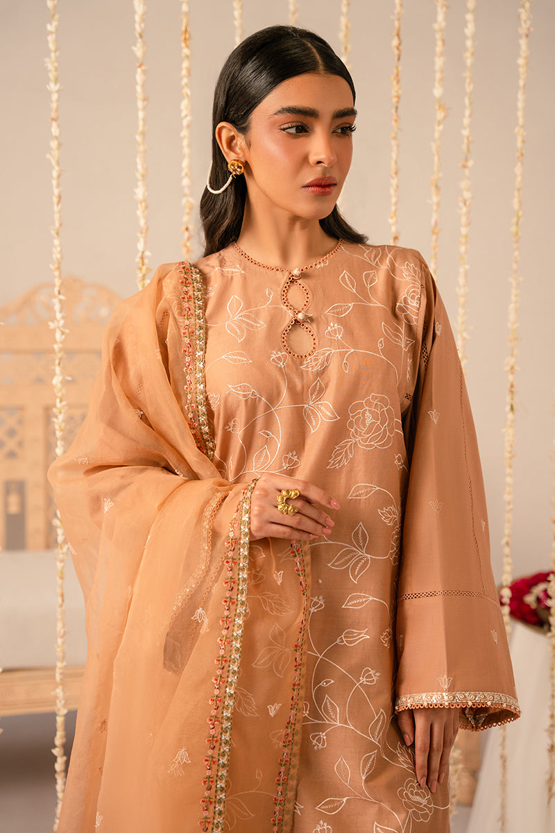 Cross Stitch | Mahiri Embroidered Collection 24 | RUSTIC BROWN - by - Libasekhas UK - Registered Vendor of : Cross Stitch - 100% Original Designer Dresss