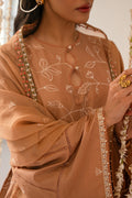 Cross Stitch | Mahiri Embroidered Collection 24 | RUSTIC BROWN - by - Libasekhas UK - Registered Vendor of : Cross Stitch - 100% Original Designer Dresss