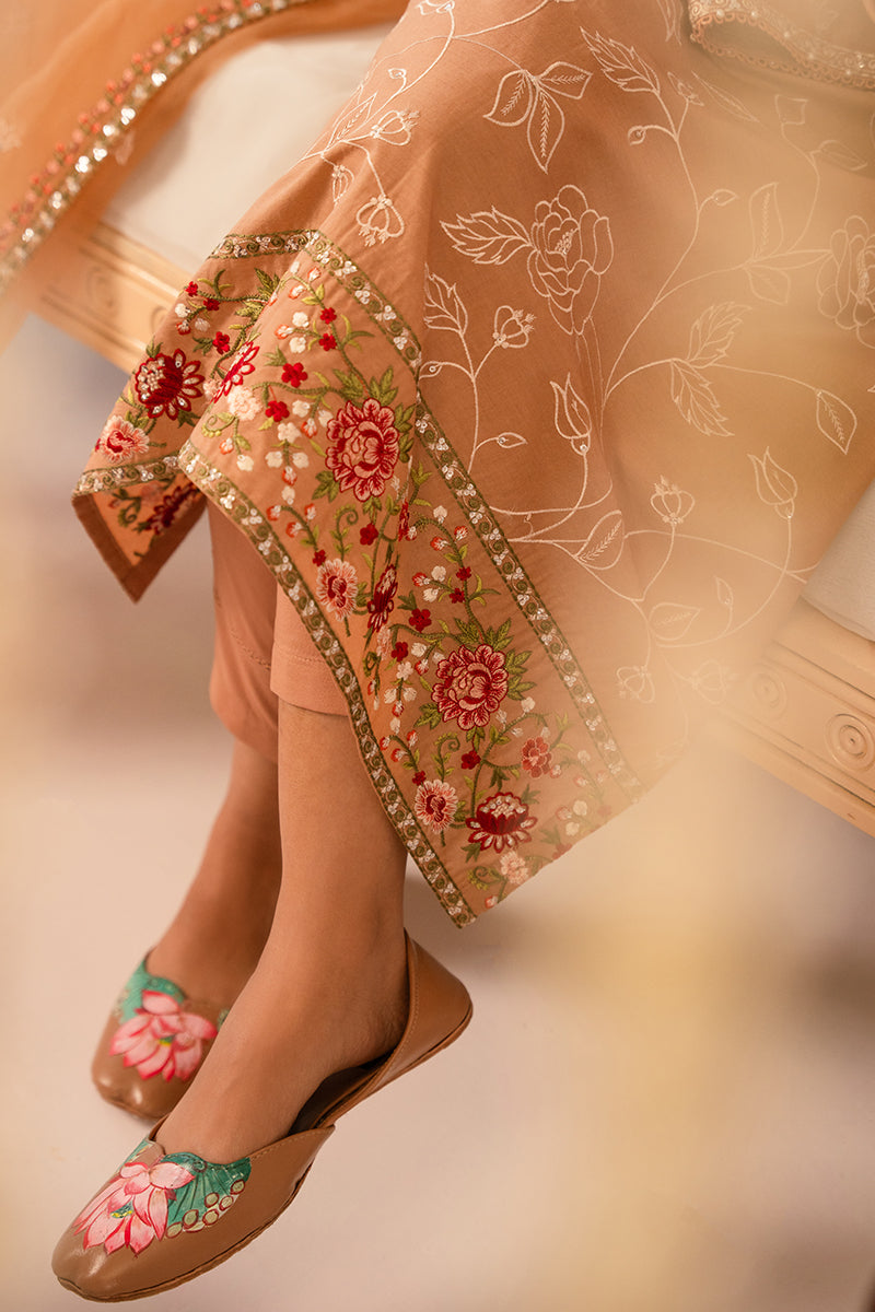 Cross Stitch | Mahiri Embroidered Collection 24 | RUSTIC BROWN - by - Libasekhas UK - Registered Vendor of : Cross Stitch - 100% Original Designer Dresss