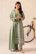 Cross Stitch | Mahiri Embroidered Collection 24 | Sage Green - by - Libasekhas UK - Registered Vendor of : Cross Stitch - 100% Original Designer Dresss