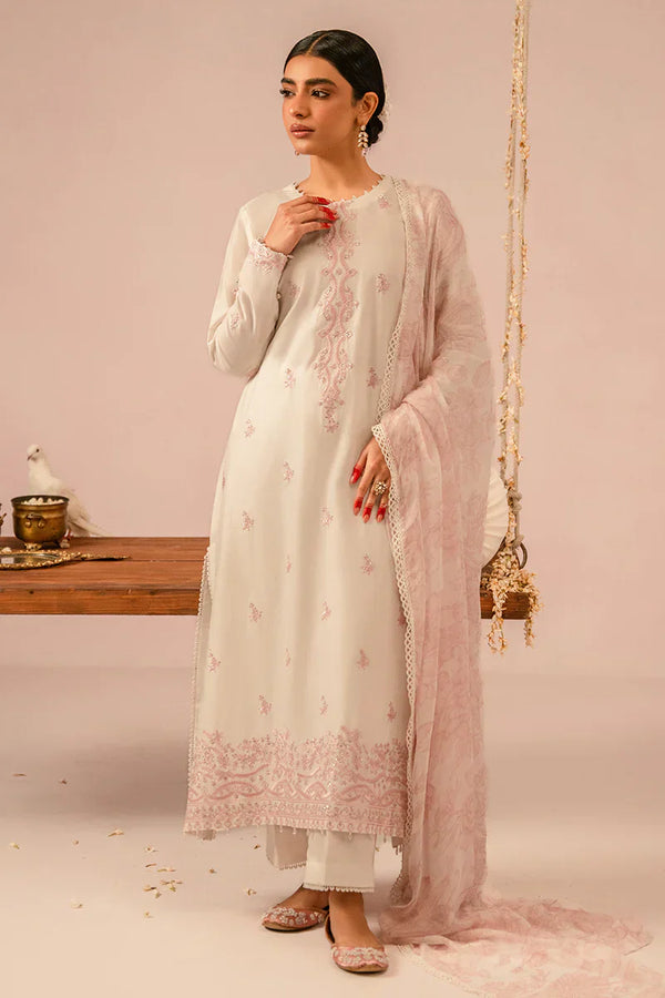 Cross Stitch | Mahiri Embroidered Collection 24 | Ivory Cream - by - Libasekhas UK - Registered Vendor of : Cross Stitch - 100% Original Designer Dresss