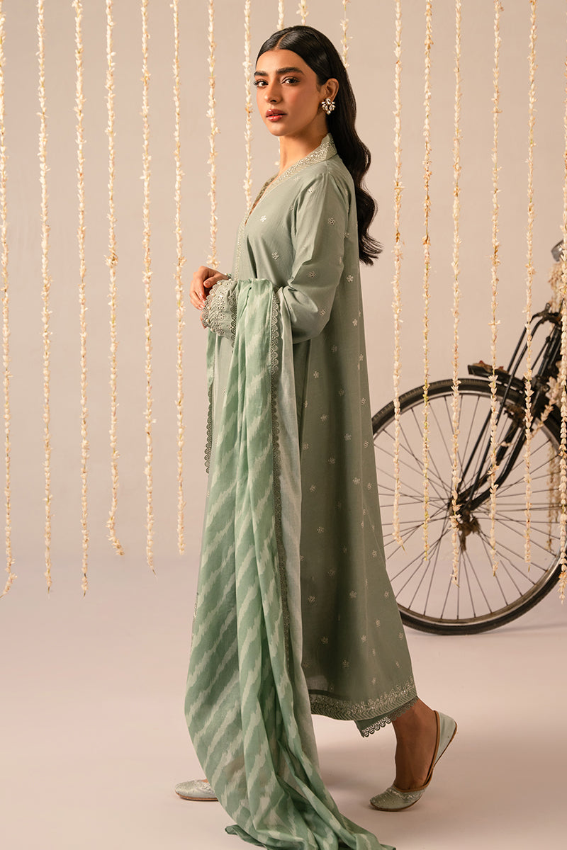 Cross Stitch | Mahiri Embroidered Collection 24 | Sage Green - by - Libasekhas UK - Registered Vendor of : Cross Stitch - 100% Original Designer Dresss