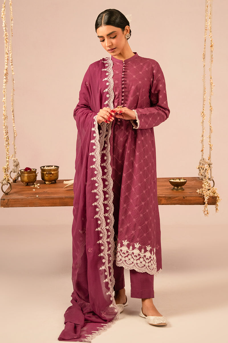 Cross Stitch | Mahiri Embroidered Collection 24 | VIOLET QUARTZ - by - Libasekhas UK - Registered Vendor of : Cross Stitch - 100% Original Designer Dresss