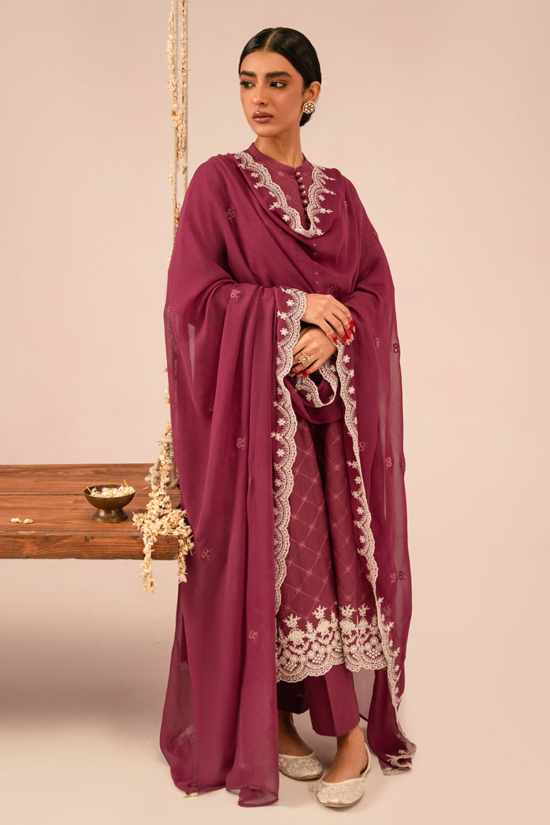 Cross Stitch | Mahiri Embroidered Collection 24 | VIOLET QUARTZ - by - Libasekhas UK - Registered Vendor of : Cross Stitch - 100% Original Designer Dresss