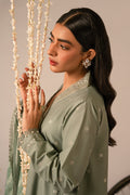 Cross Stitch | Mahiri Embroidered Collection 24 | Sage Green - by - Libasekhas UK - Registered Vendor of : Cross Stitch - 100% Original Designer Dresss