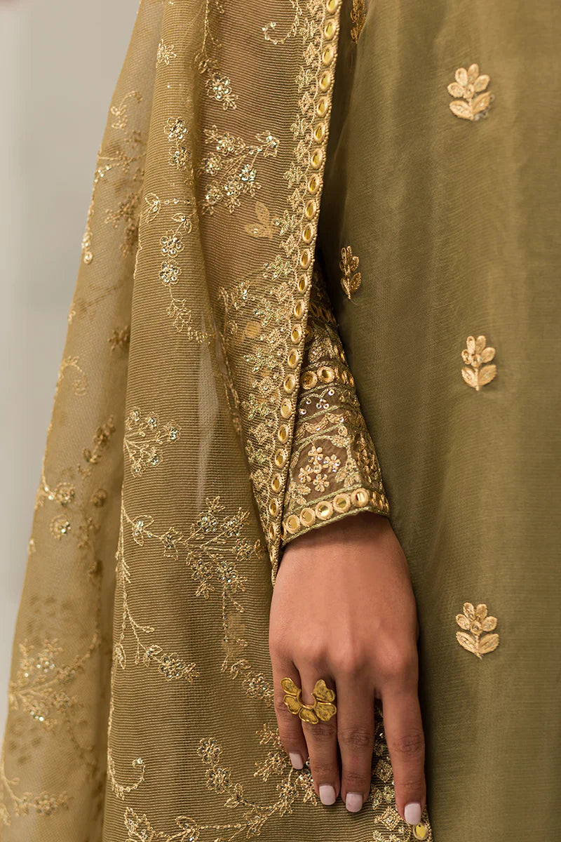 Cross Stitch | Luxe Atelier 24 | Olive Gleam - by - Libasekhas UK - Registered Vendor of : Cross Stitch - 100% Original Designer Dresss