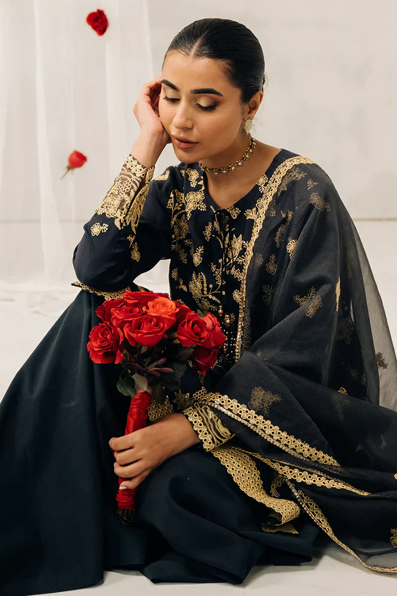 Cross Stitch | Luxe Atelier 24 | Charcoal Tint - by - Libasekhas UK - Registered Vendor of : Cross Stitch - 100% Original Designer Dresss