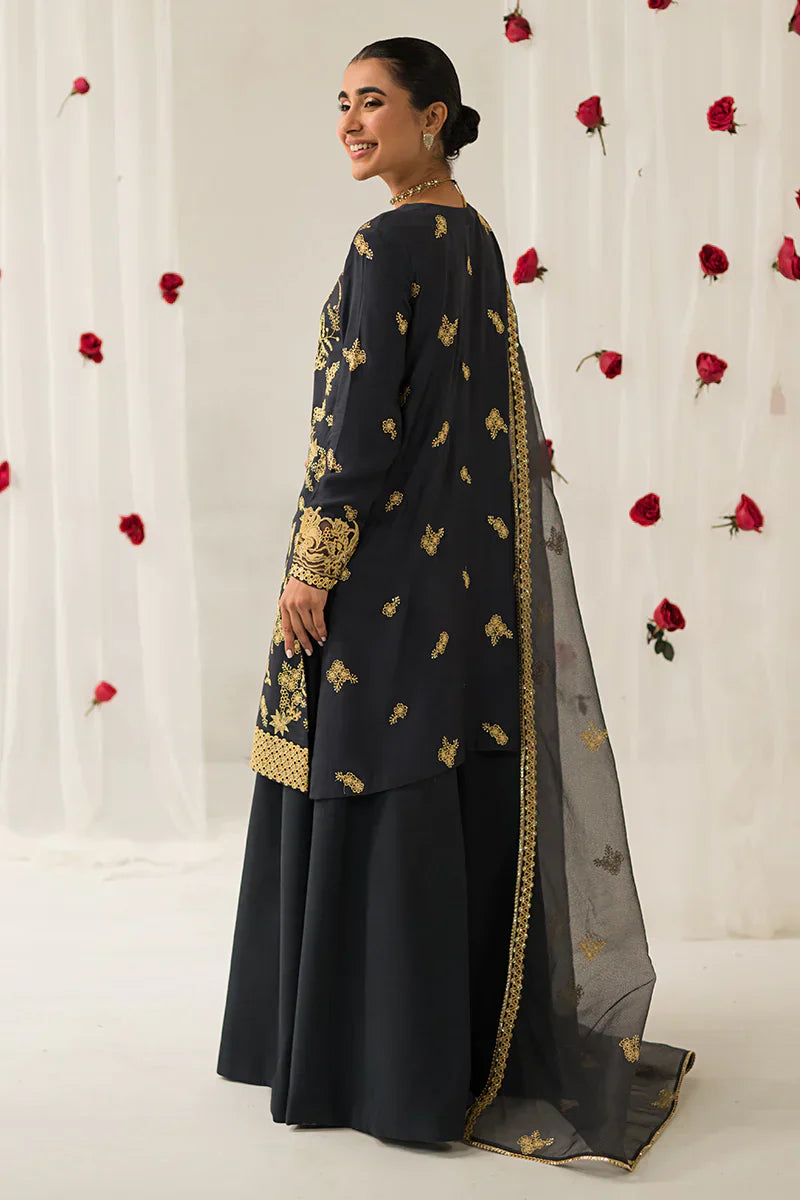 Cross Stitch | Luxe Atelier 24 | Charcoal Tint - by - Libasekhas UK - Registered Vendor of : Cross Stitch - 100% Original Designer Dresss