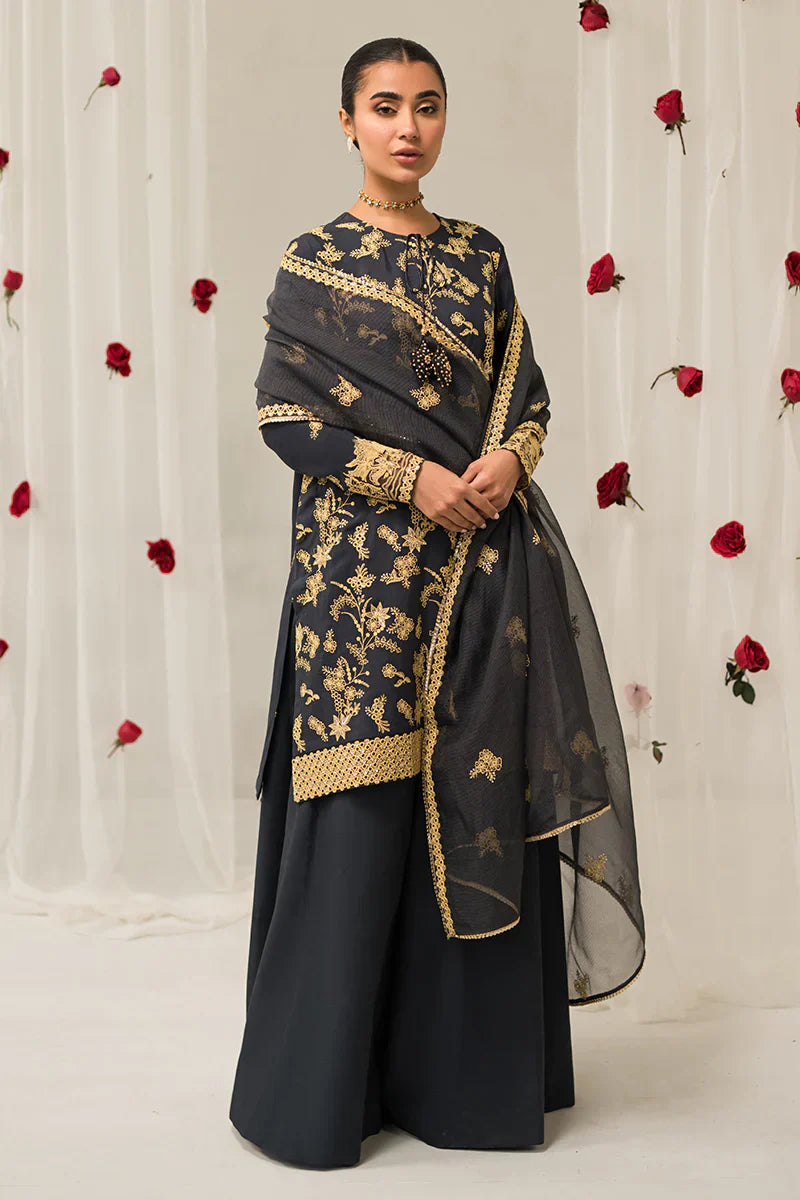Cross Stitch | Luxe Atelier 24 | Charcoal Tint - by - Libasekhas UK - Registered Vendor of : Cross Stitch - 100% Original Designer Dresss