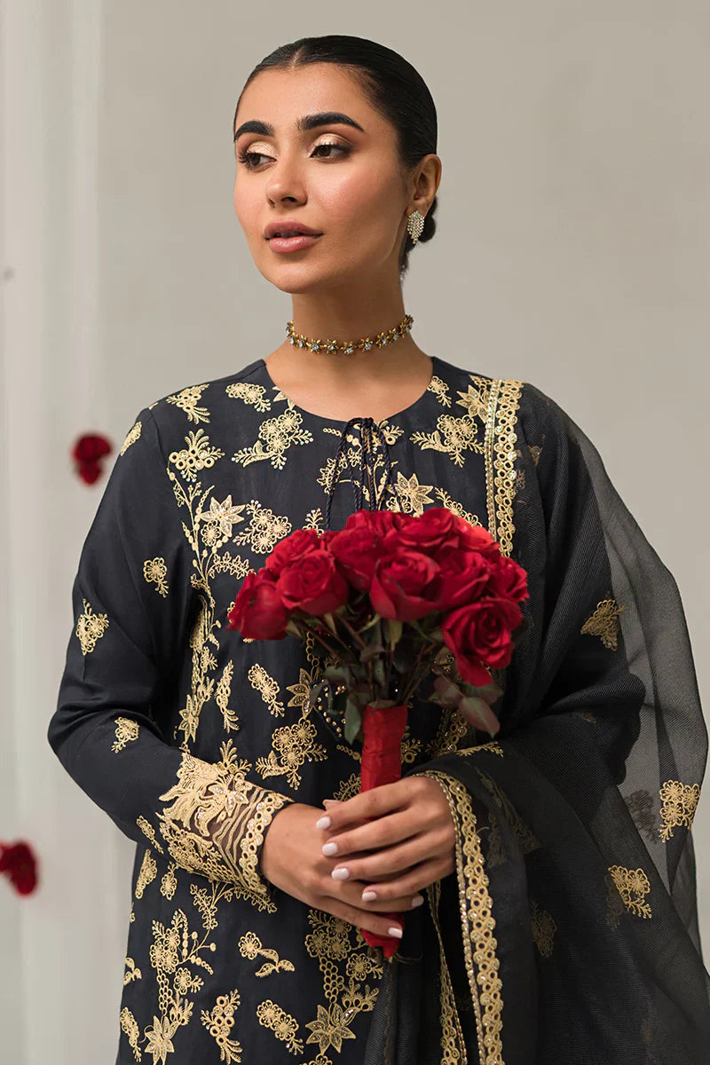 Cross Stitch | Luxe Atelier 24 | Charcoal Tint - by - Libasekhas UK - Registered Vendor of : Cross Stitch - 100% Original Designer Dresss