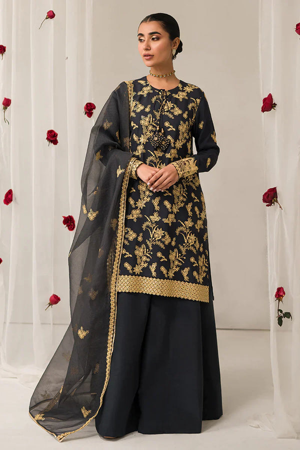 Cross Stitch | Luxe Atelier 24 | Charcoal Tint - by - Libasekhas UK - Registered Vendor of : Cross Stitch - 100% Original Designer Dresss