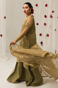 Cross Stitch | Luxe Atelier 24 | Olive Gleam - by - Libasekhas UK - Registered Vendor of : Cross Stitch - 100% Original Designer Dresss