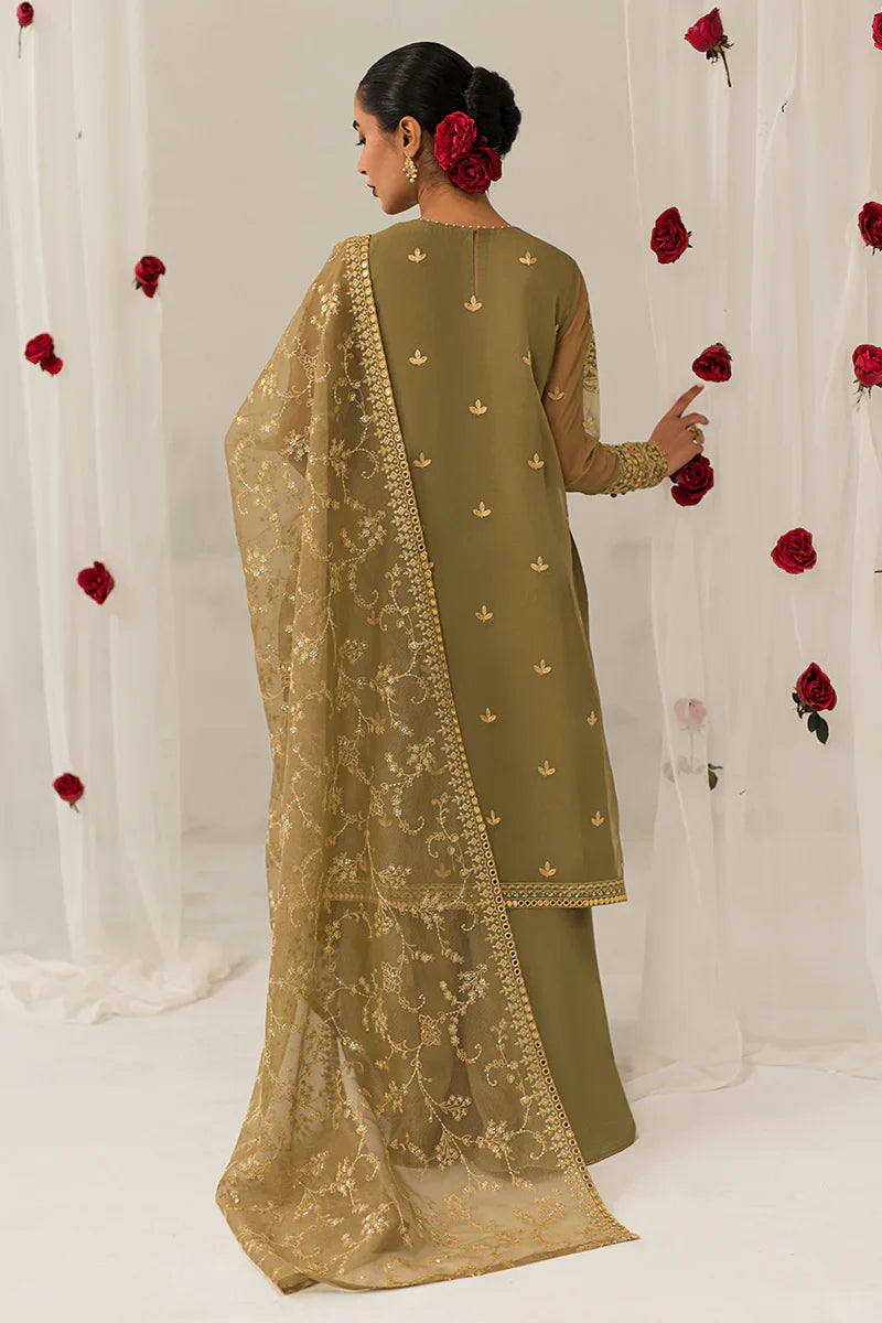 Cross Stitch | Luxe Atelier 24 | Olive Gleam - by - Libasekhas UK - Registered Vendor of : Cross Stitch - 100% Original Designer Dresss