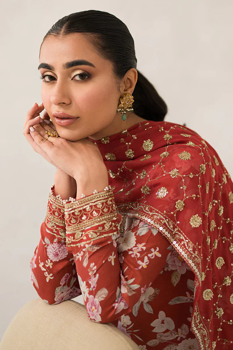 Cross Stitch | Luxe Atelier 24 | Crimson Glow - by - Libasekhas UK - Registered Vendor of : Cross Stitch - 100% Original Designer Dresss