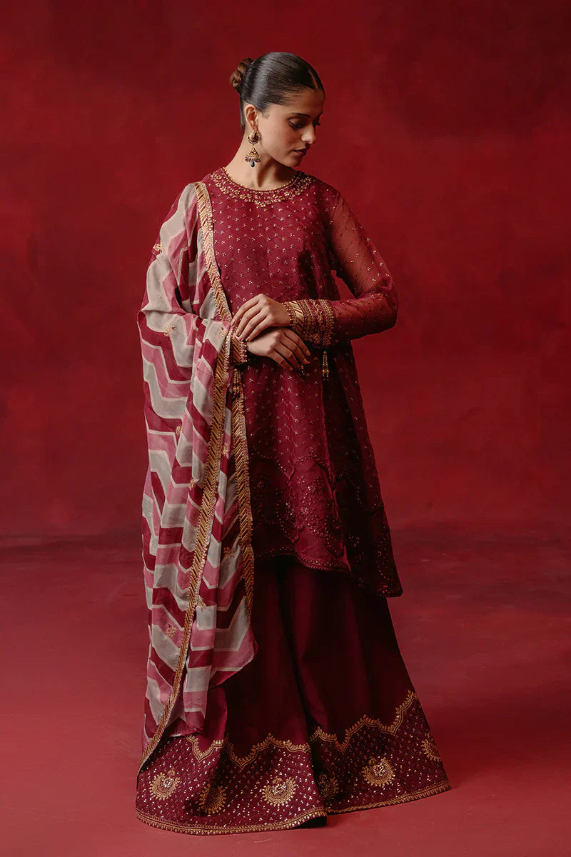 Cross Stitch | Luxe Atelier 24 | Red Ochre - by - Libasekhas UK - Registered Vendor of : Cross Stitch - 100% Original Designer Dresss
