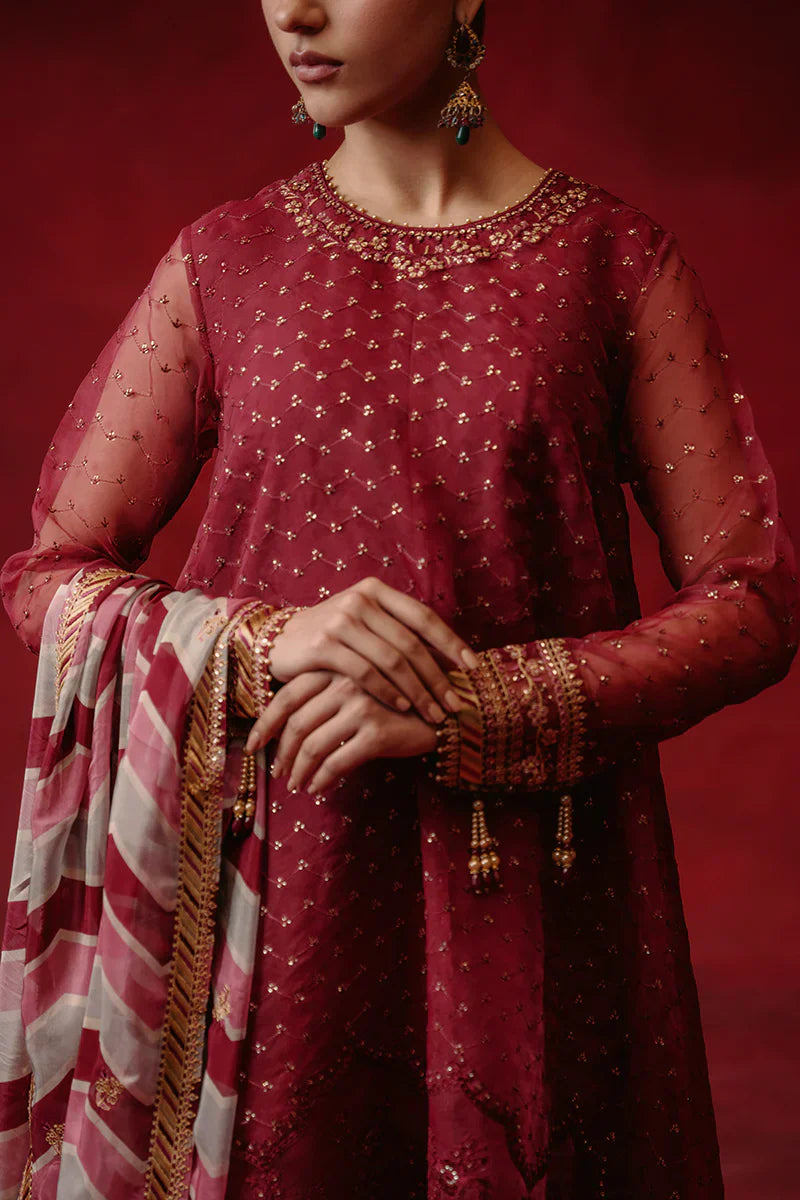 Cross Stitch | Luxe Atelier 24 | Red Ochre - by - Libasekhas UK - Registered Vendor of : Cross Stitch - 100% Original Designer Dresss