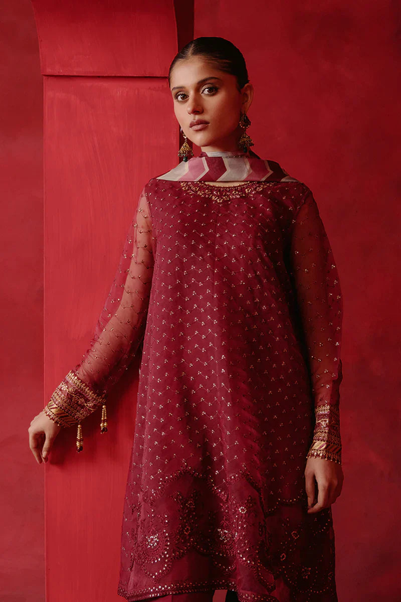 Cross Stitch | Luxe Atelier 24 | Red Ochre - by - Libasekhas UK - Registered Vendor of : Cross Stitch - 100% Original Designer Dresss