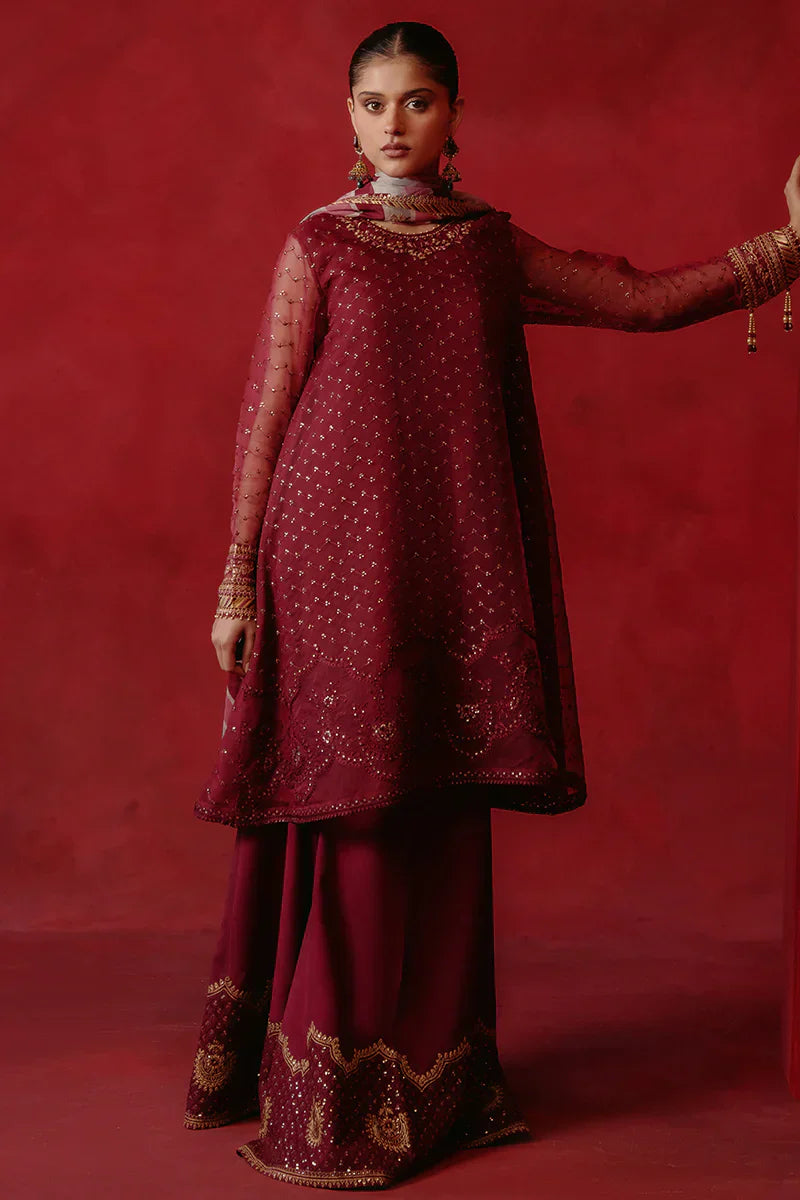 Cross Stitch | Luxe Atelier 24 | Red Ochre - by - Libasekhas UK - Registered Vendor of : Cross Stitch - 100% Original Designer Dresss
