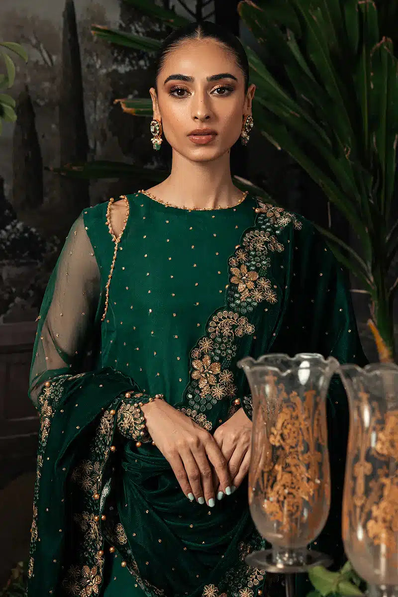 Cross Stitch | Luxe Atelier 23 | SAGE GREEN - by - Libasekhas UK - Registered Vendor of : Cross Stitch - 100% Original Designer Dresss