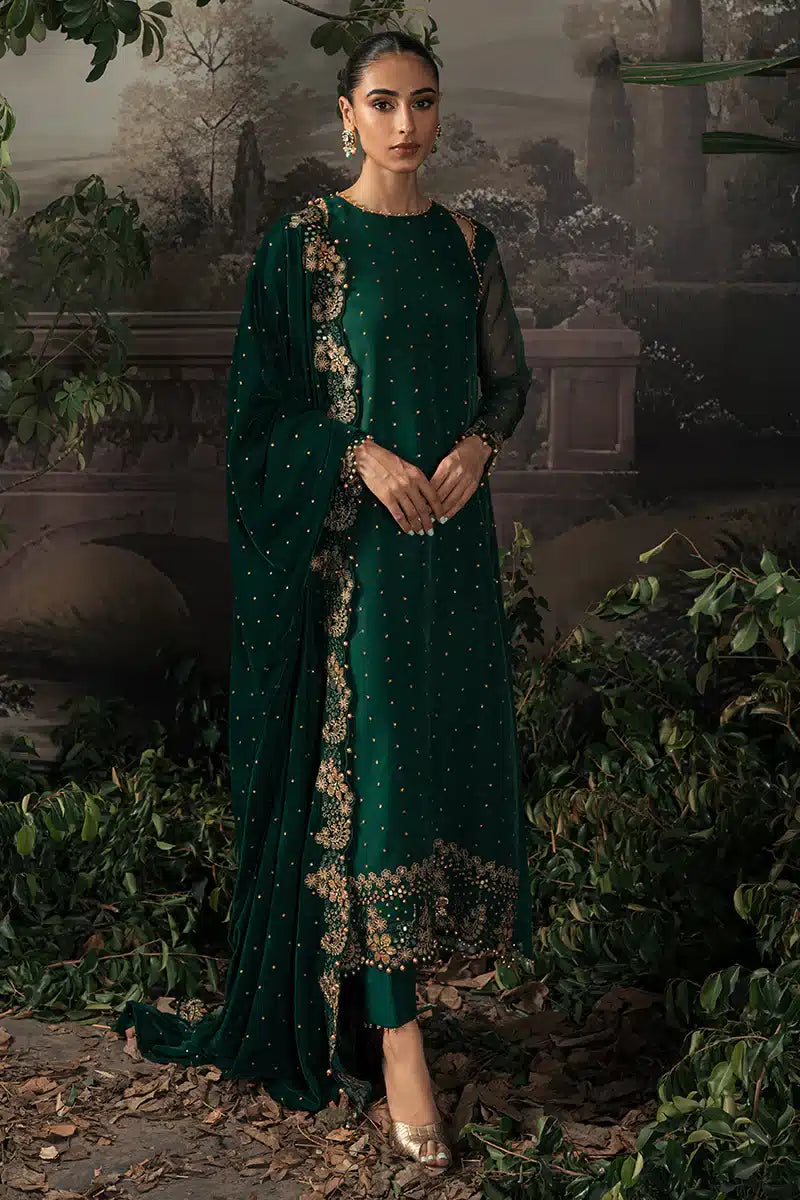 Cross Stitch | Luxe Atelier 23 | SAGE GREEN - by - Libasekhas UK - Registered Vendor of : Cross Stitch - 100% Original Designer Dresss