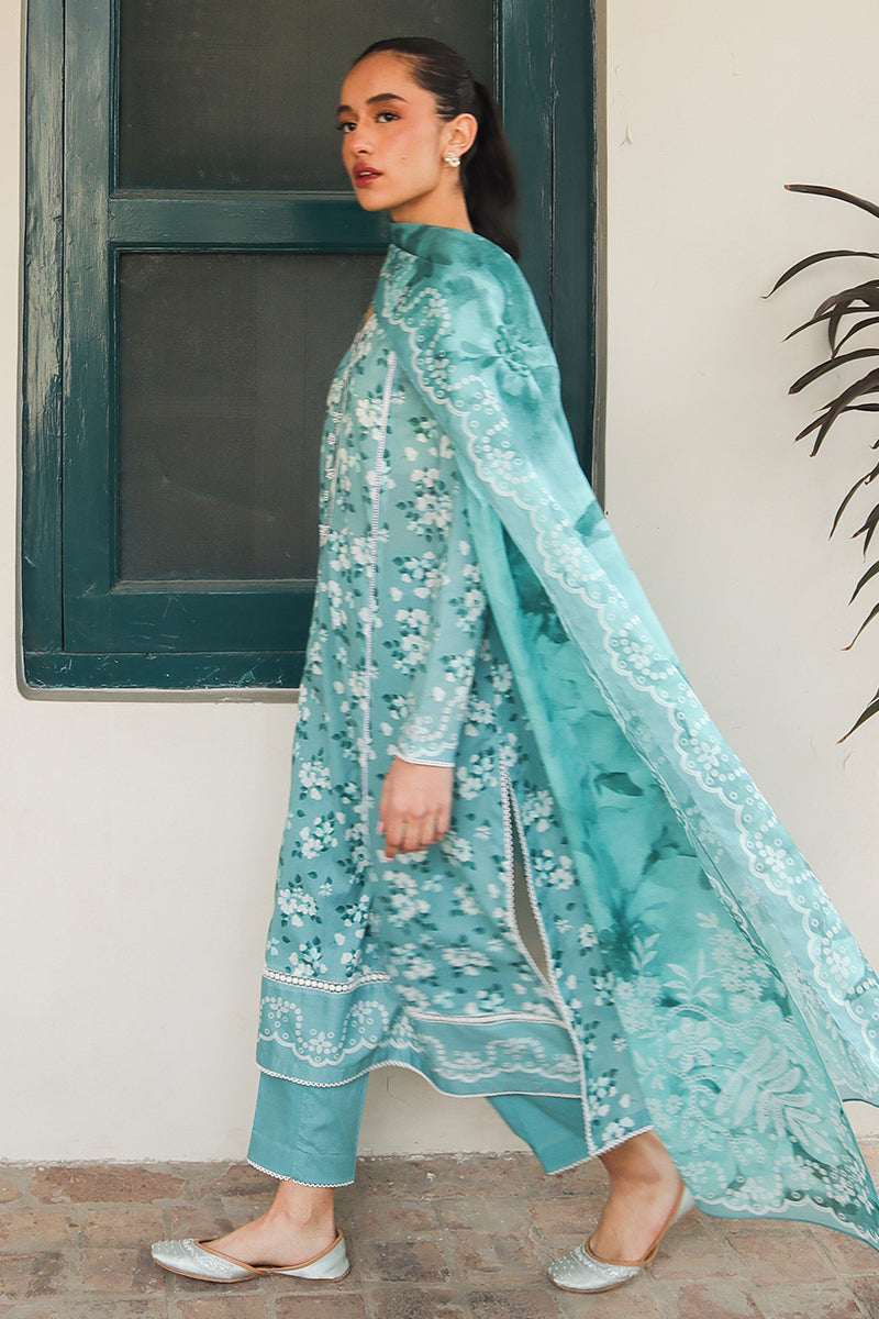Cross Stitch | Printed Lawn | BLUE CHARM - by - Libasekhas UK - Registered Vendor of : Cross Stitch - 100% Original Designer Dresss