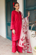 Cross Stitch | Printed Lawn | SCARLET SAGE - by - Libasekhas UK - Registered Vendor of : Cross Stitch - 100% Original Designer Dresss
