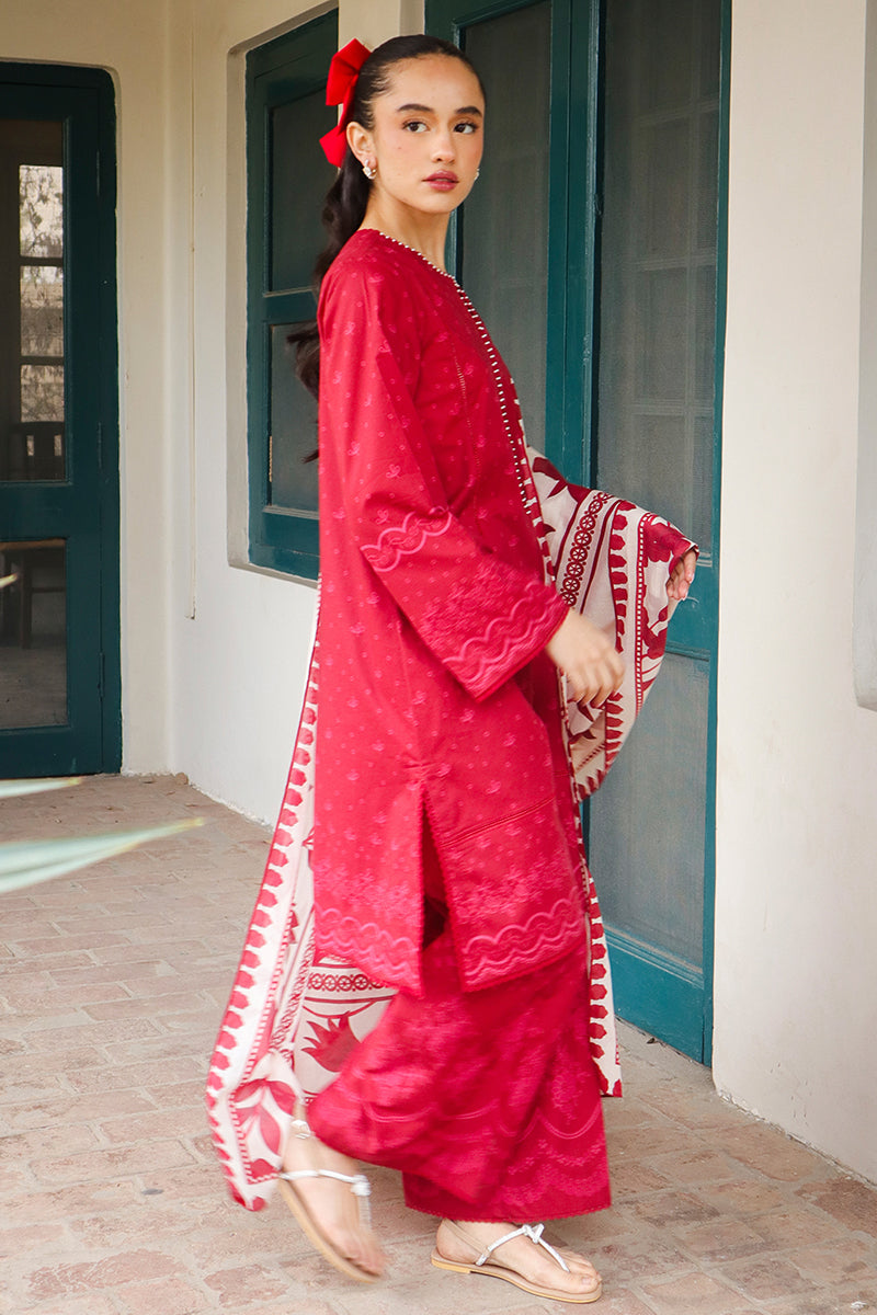 Cross Stitch | Printed Lawn | SCARLET SAGE - by - Libasekhas UK - Registered Vendor of : Cross Stitch - 100% Original Designer Dresss