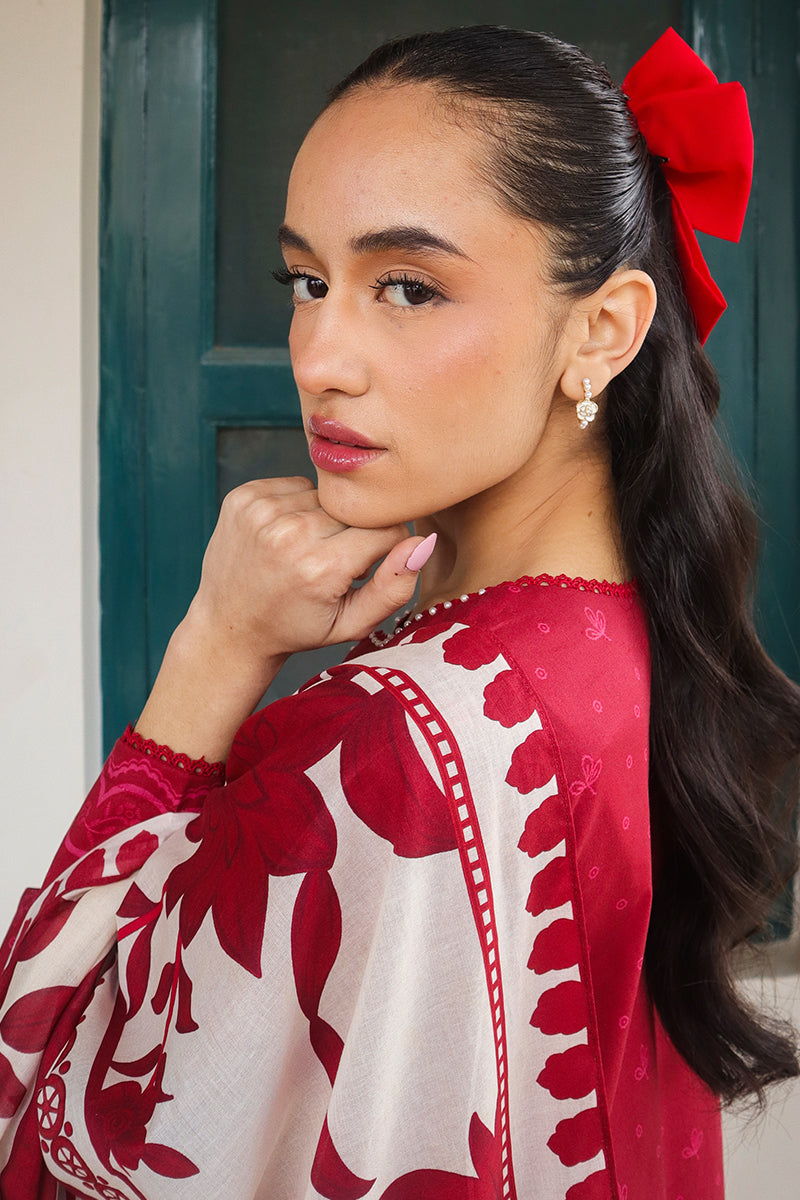 Cross Stitch | Printed Lawn | SCARLET SAGE - by - Libasekhas UK - Registered Vendor of : Cross Stitch - 100% Original Designer Dresss