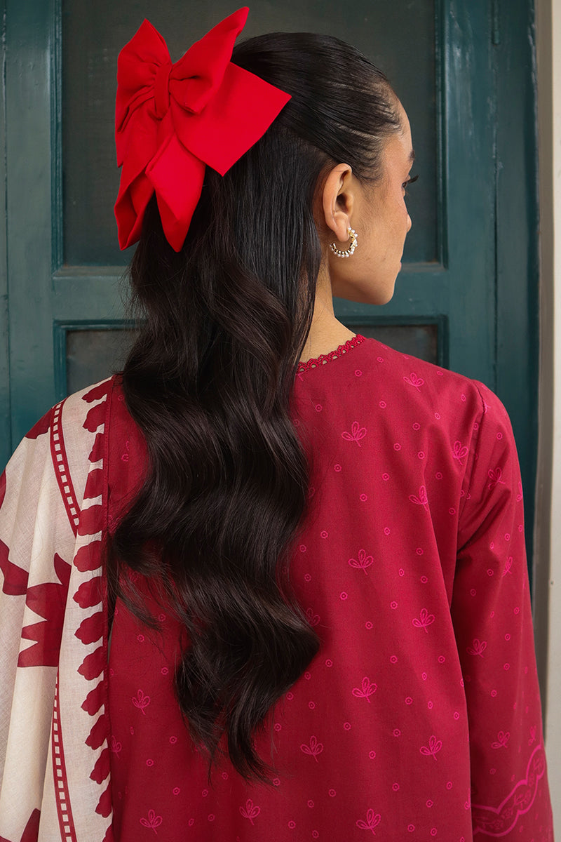 Cross Stitch | Printed Lawn | SCARLET SAGE - by - Libasekhas UK - Registered Vendor of : Cross Stitch - 100% Original Designer Dresss