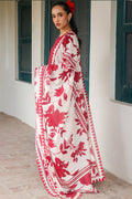 Cross Stitch | Printed Lawn | SCARLET SAGE - by - Libasekhas UK - Registered Vendor of : Cross Stitch - 100% Original Designer Dresss
