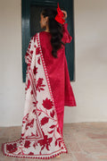 Cross Stitch | Printed Lawn | SCARLET SAGE - by - Libasekhas UK - Registered Vendor of : Cross Stitch - 100% Original Designer Dresss