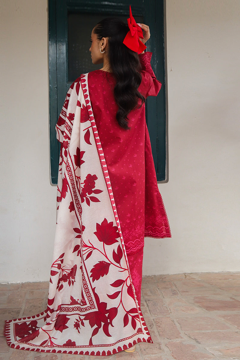 Cross Stitch | Printed Lawn | SCARLET SAGE - by - Libasekhas UK - Registered Vendor of : Cross Stitch - 100% Original Designer Dresss