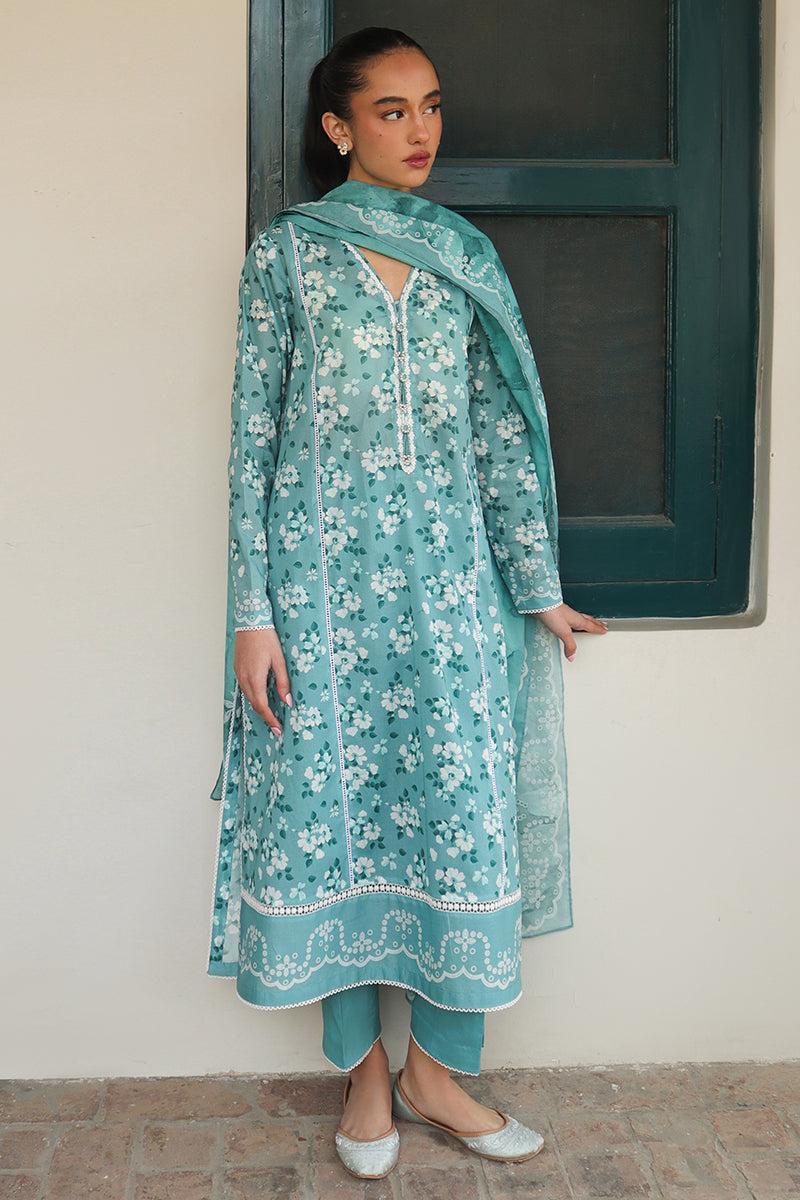 Cross Stitch | Printed Lawn | BLUE CHARM - by - Libasekhas UK - Registered Vendor of : Cross Stitch - 100% Original Designer Dresss