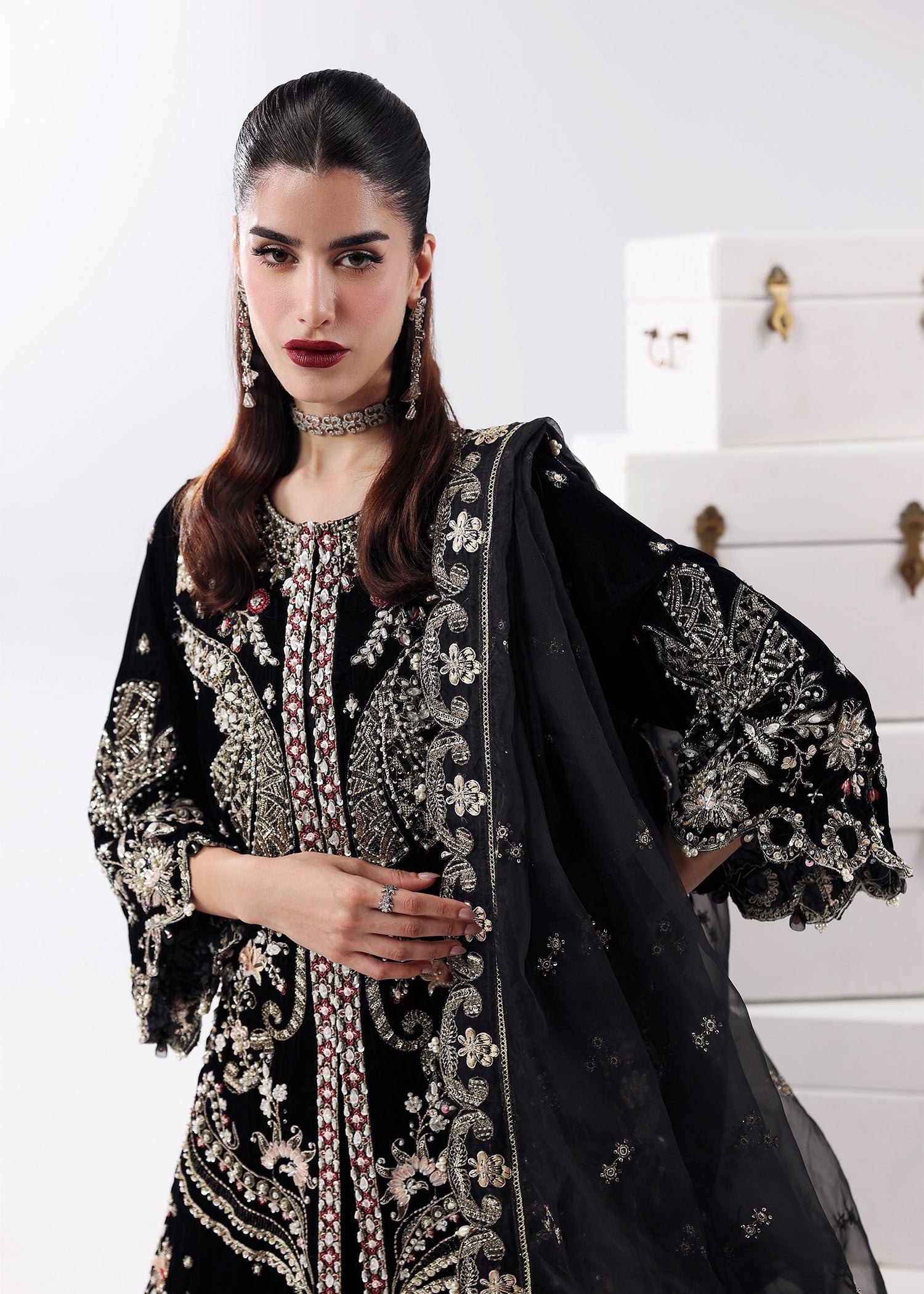 Sardinia | Lamore Luxury Handwork Edit 25 | Black Swan - by Libasekhas UK - Registered Vendor of : Sardinia - 100% Original Designer Dress