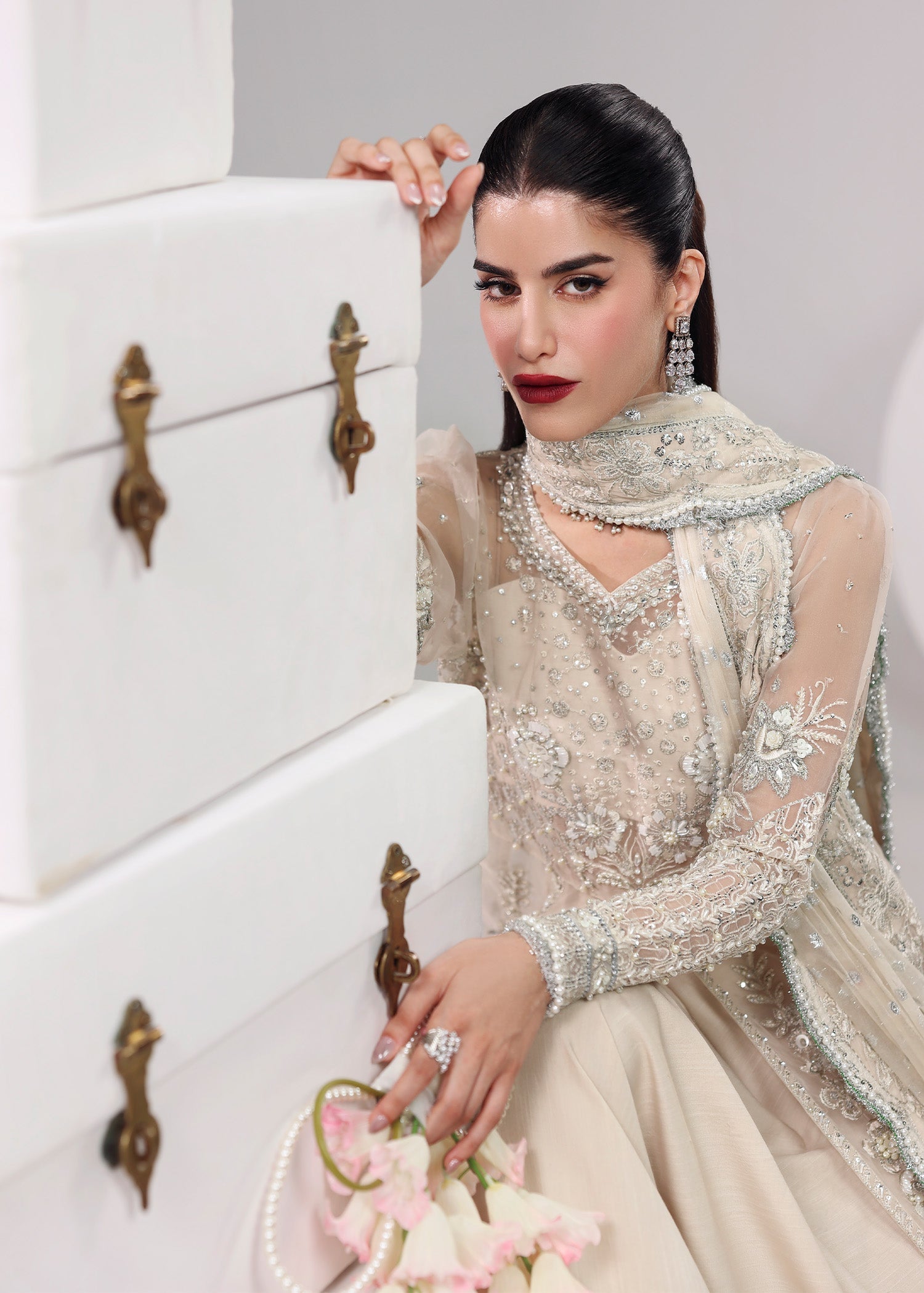 Sardinia | Lamore Luxury Handwork Edit 25 | Pearl Mist - by Libasekhas UK - Registered Vendor of : Sardinia - 100% Original Designer Dress