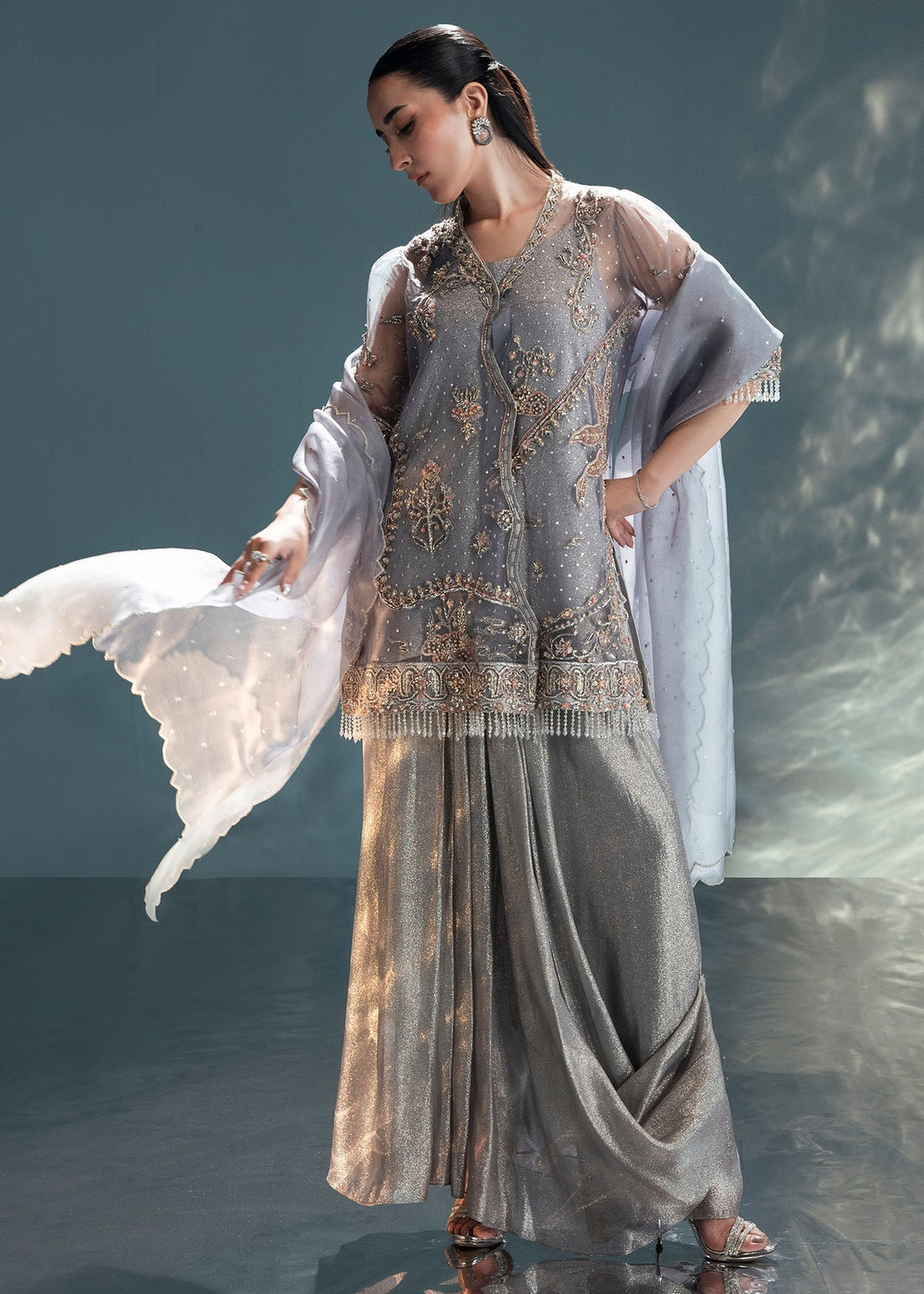 Jeem | Celestial Luxe Formals | DUSTY GREY - by Libasekhas UK - Registered Vendor of : Jeem - 100% Original Designer Dress