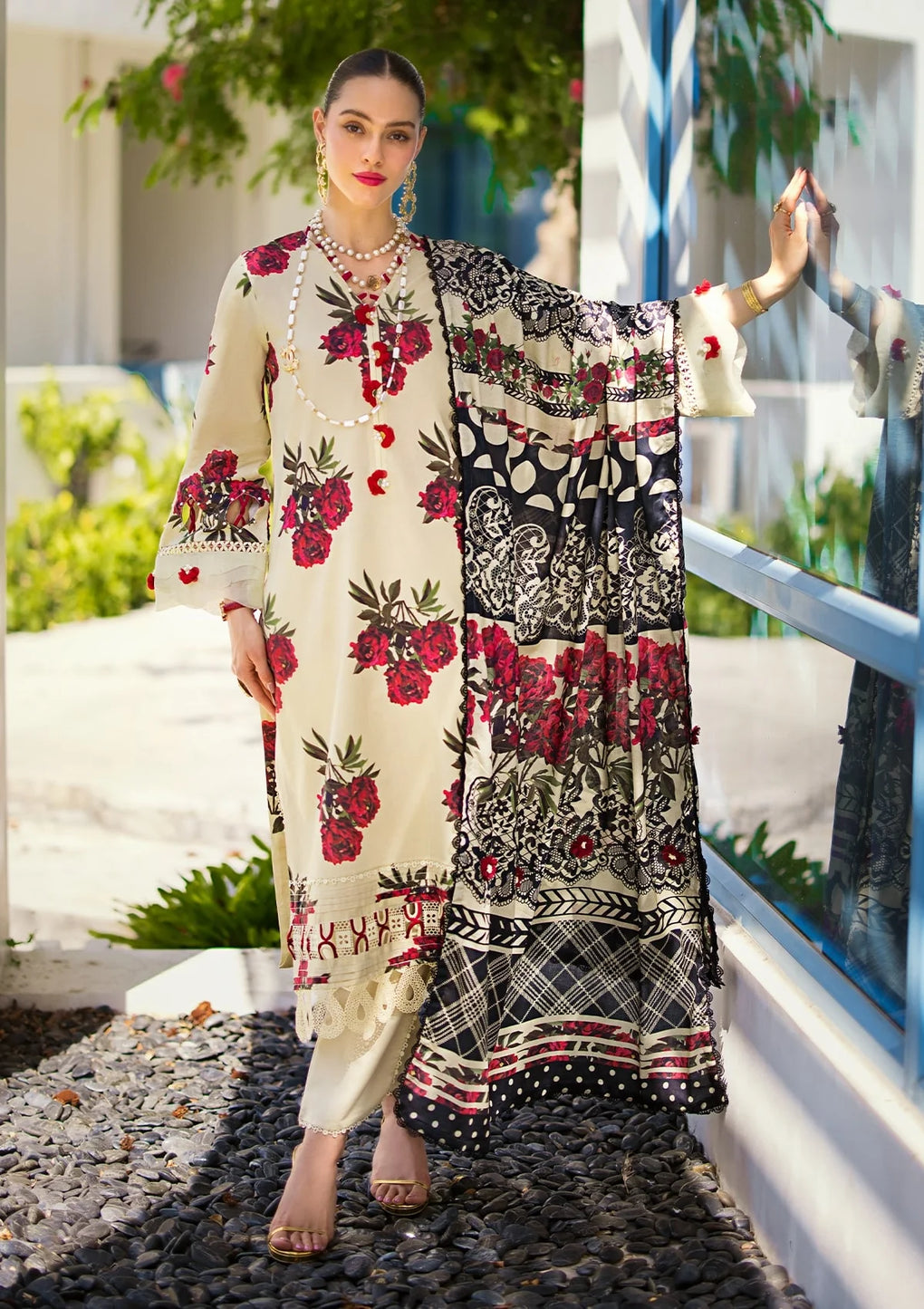 Elaf Premium | Prints Collection 2024 | EOP-03A SWAN - by - Libasekhas UK - Registered Vendor of : Elaf Premium - 100% Original Designer Dresss