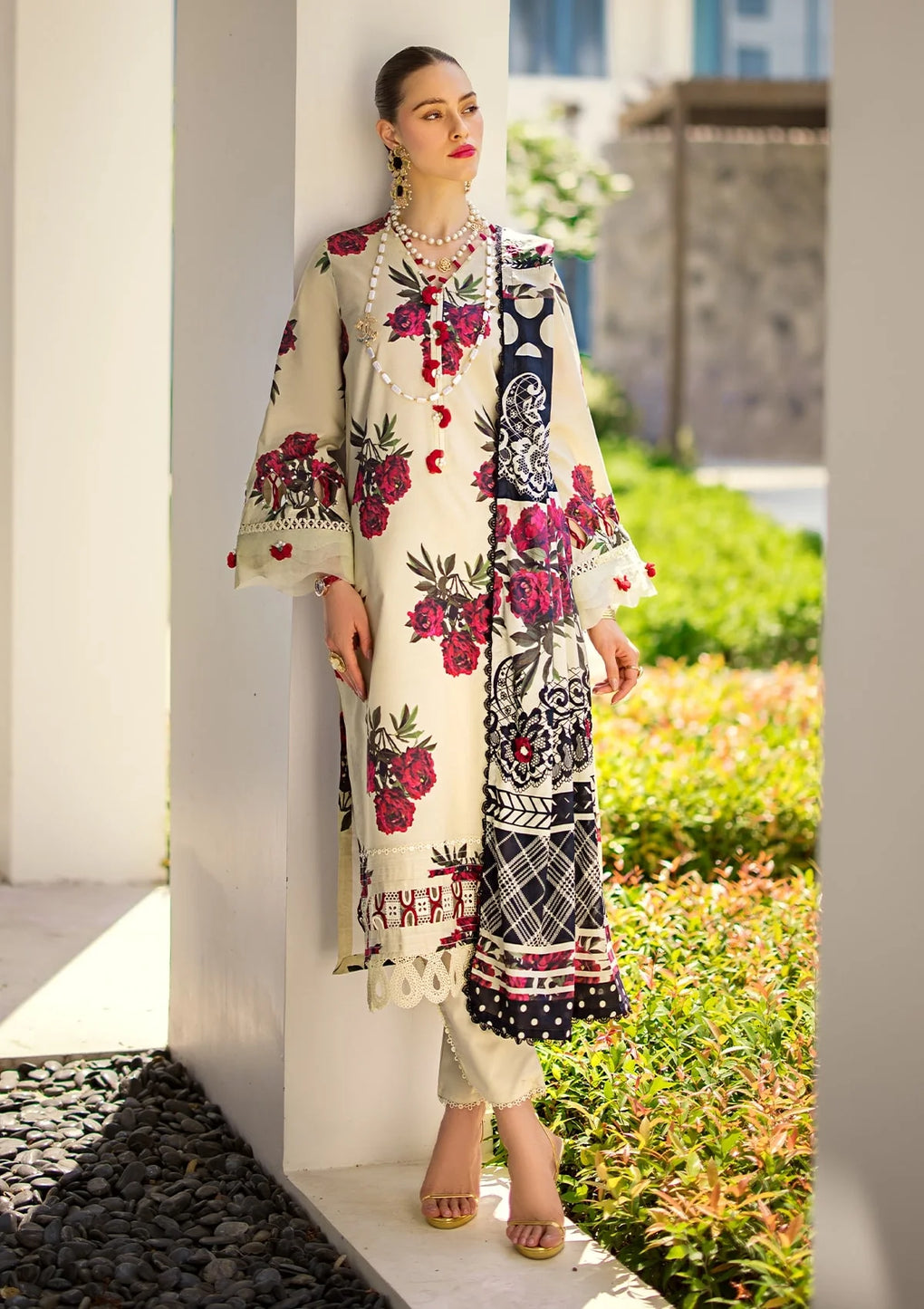Elaf Premium | Prints Collection 2024 | EOP-03A SWAN - by - Libasekhas UK - Registered Vendor of : Elaf Premium - 100% Original Designer Dresss