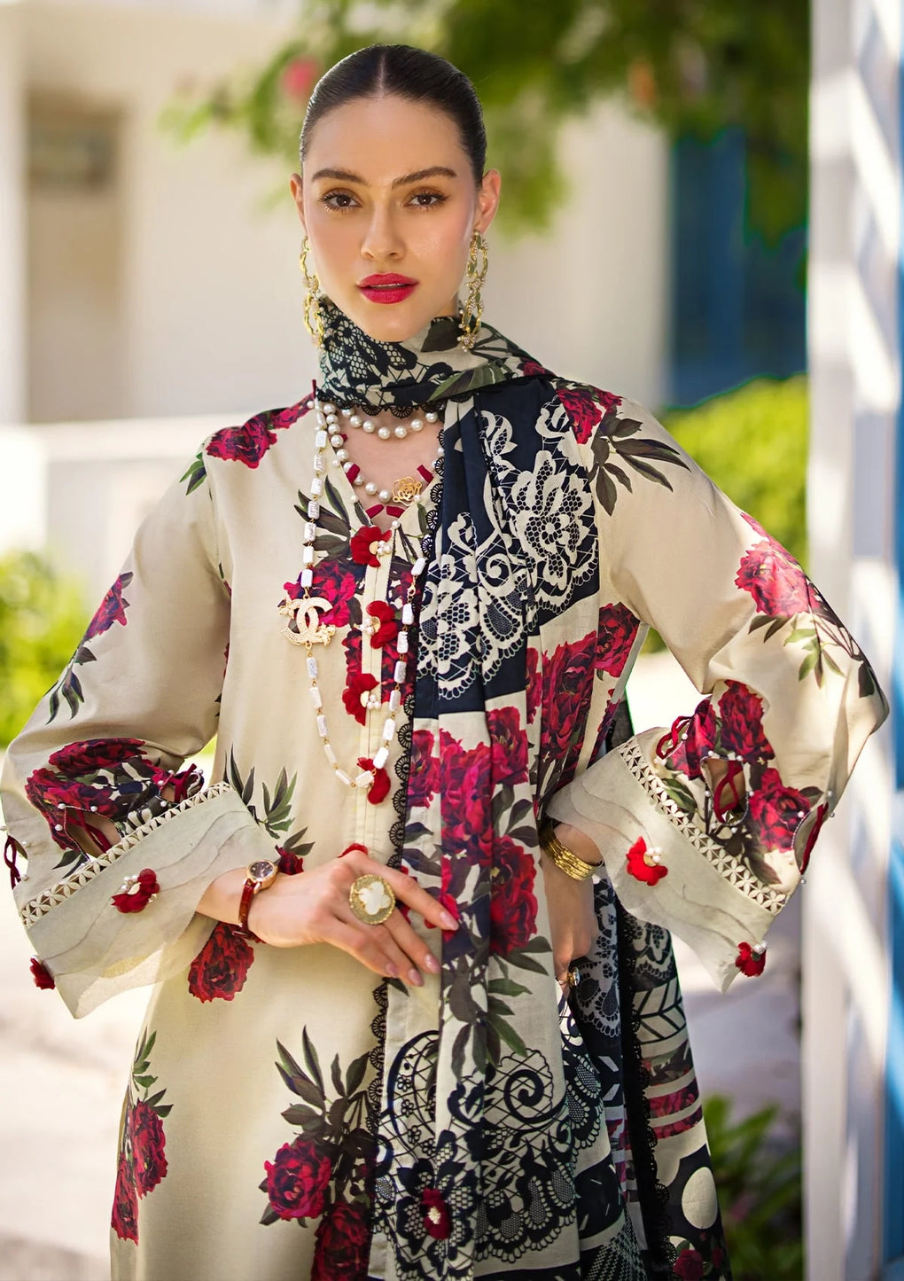 Elaf Premium | Prints Collection 2024 | EOP-03A SWAN - by - Libasekhas UK - Registered Vendor of : Elaf Premium - 100% Original Designer Dresss