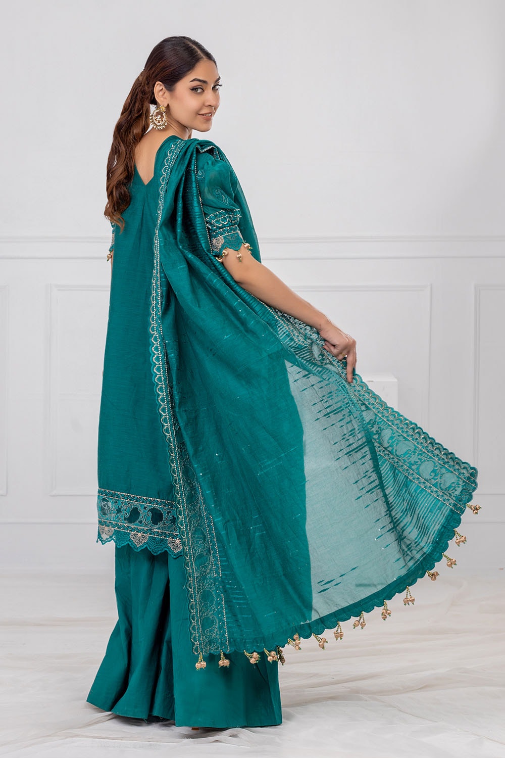 open lace back dress Gul Ahmed 3PC Embroidered Shamooz Silk Dress main image 0
